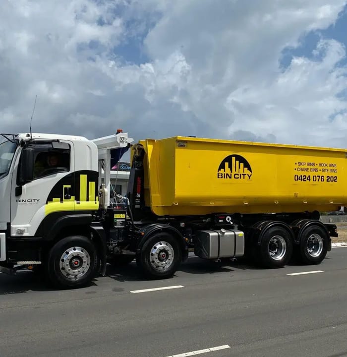 Bin City Truck on Road — Recycling Centre in Shellharbour, NSW