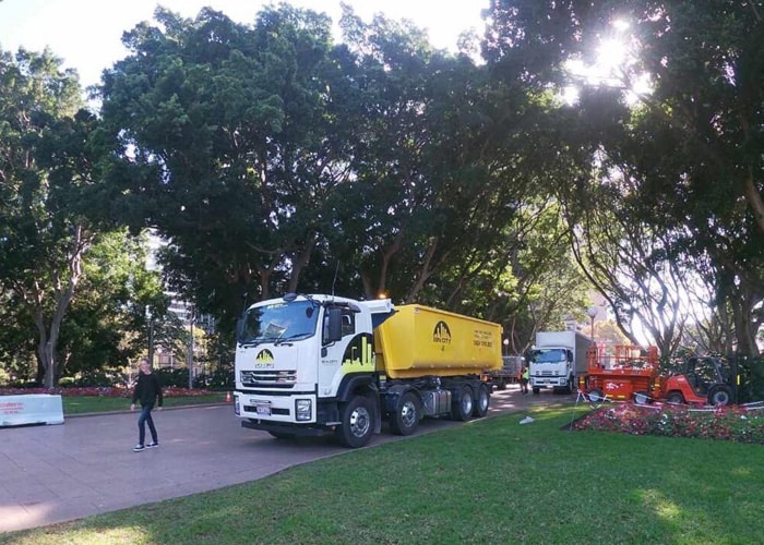 Parked Skip Bin Truck — Skip Bin Hire in Kiama, NSW