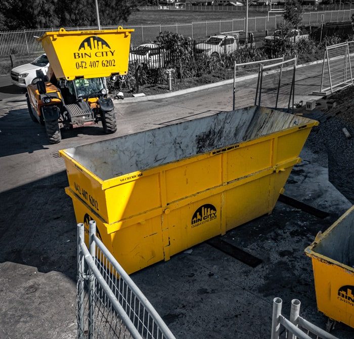 Hook Lift Bins on Work Site — Skips for Hire in Albion Park, NSW